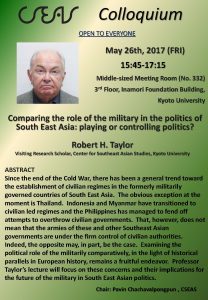 CSEAS Colloquium with Prof. Robert H. Taylor on May 26th, 2017