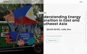 Interview with Program-specific Assistant Professor Julie Ann DELOS REYES, “Understanding Energy Transition in East and Southeast Asia” is available.