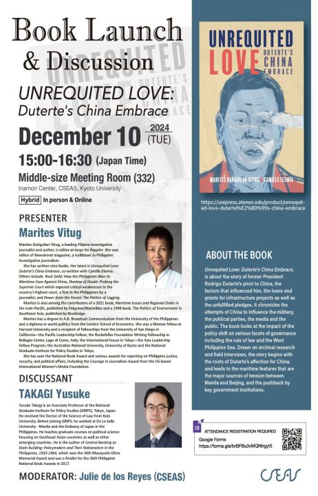 Book Launch & Discussion on Unrequited Love: Duterte’s China Embrace